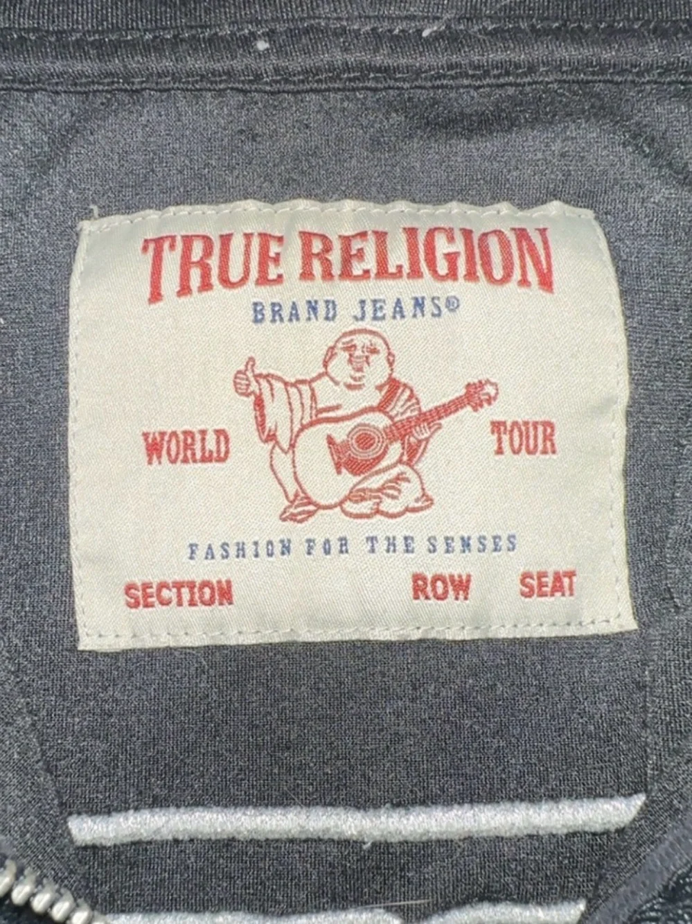 True Religion Black Velour Hoodie Jacket with World Tour Back Patch
